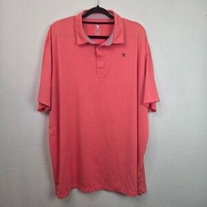 Taylor Byrd Polo Shirt Men 2XL Coral Heathered Performance Golf Short Sleeve